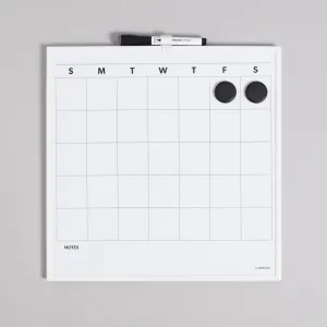 White Metal Frame Dry Erase Monthly Calendar