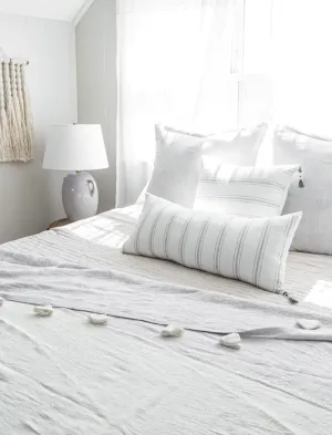 White with Grey Stripes Linen Pillows